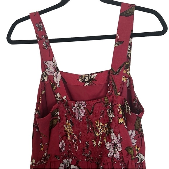 Xhilaration Red Floral Cropped Wide Leg Square Neck Jumpsuit Medium - Picture 5 of 13